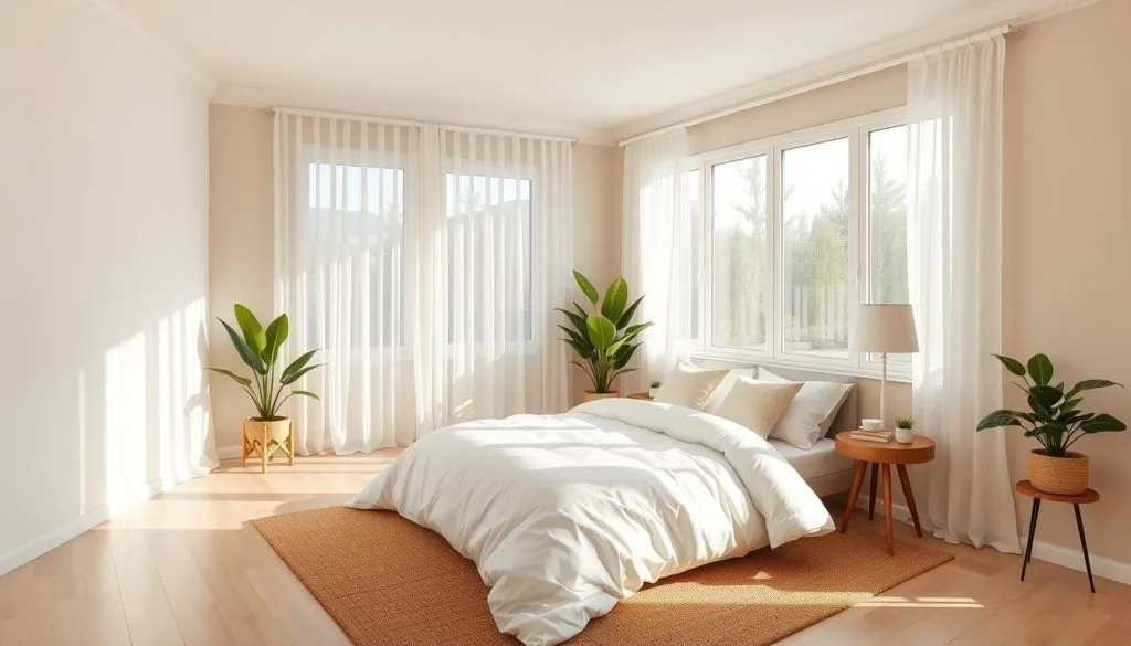 airy neutral minimalistic chic bedroom
