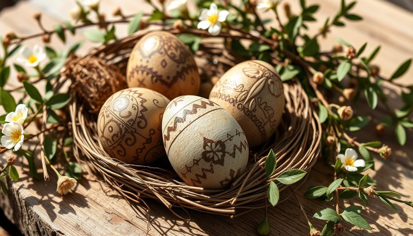 Hand-Painted Wooden Easter Eggs for a Rustic Touch
