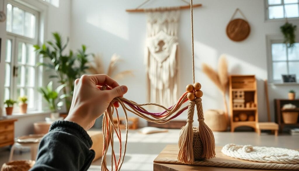 making macrame wall hanging