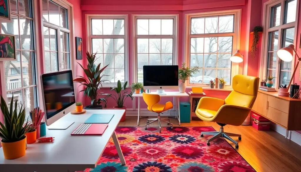 colorful home workspace design