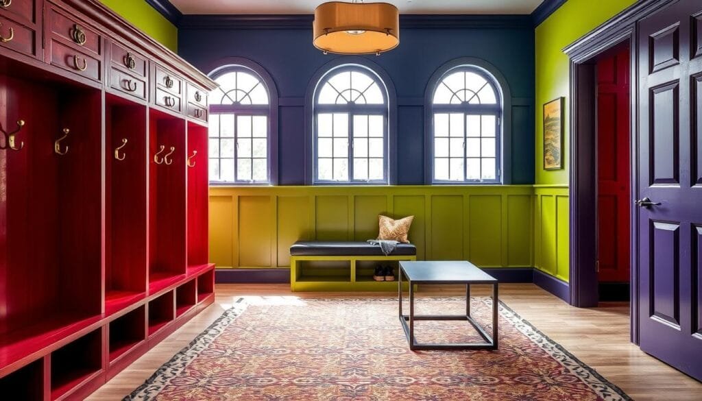 bold hues for mudrooms