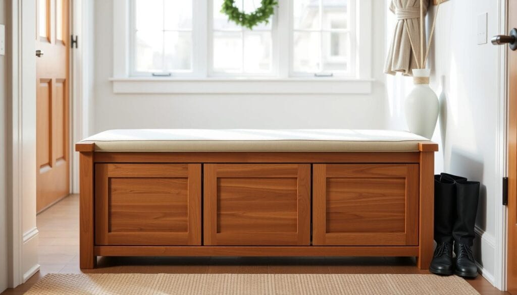 storage bench with built-in drawers