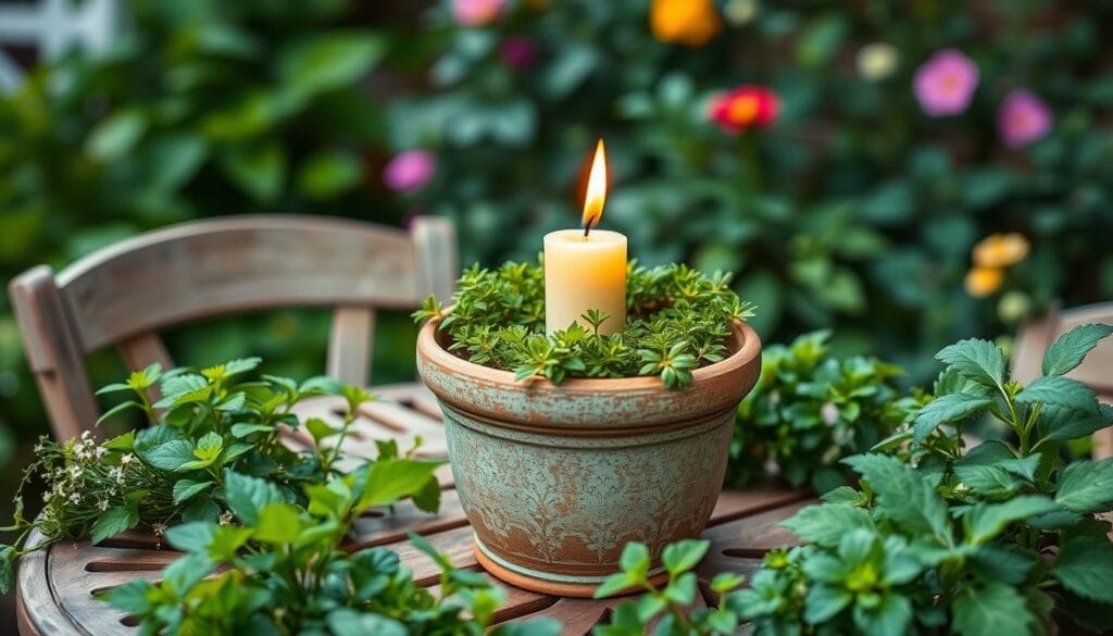 DIY citronella candles in vintage containers