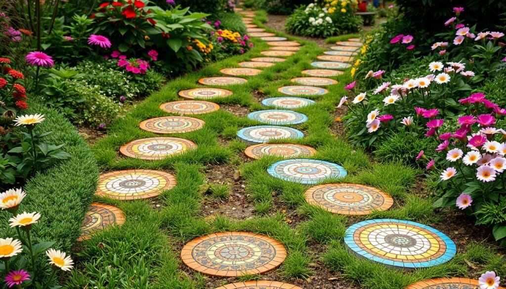 DIY mosaic stepping stones