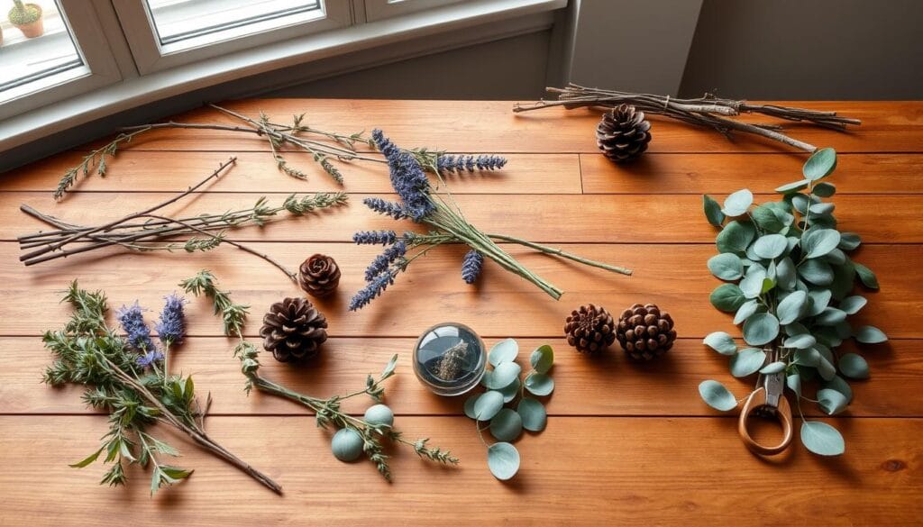 Preparing natural elements for wreath crafting