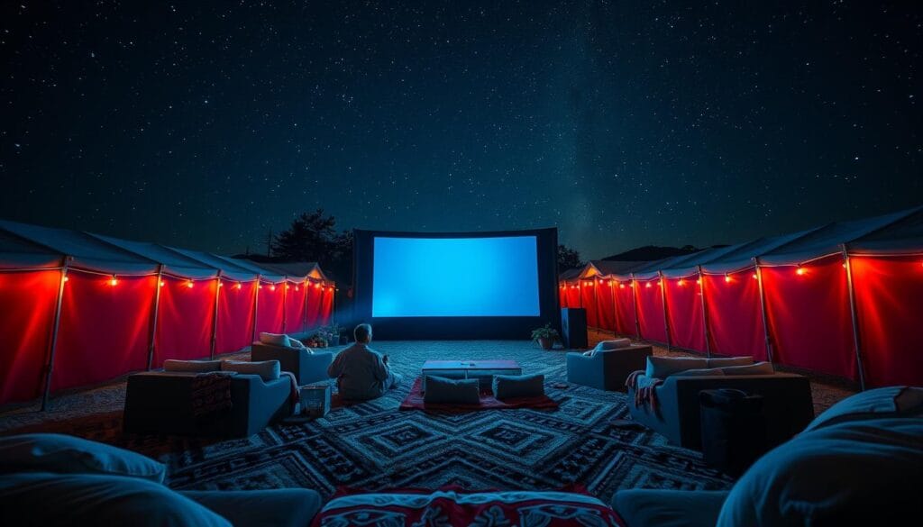 backyard movie theater setup