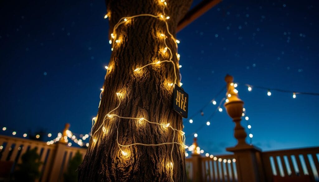 outdoor string lights installation