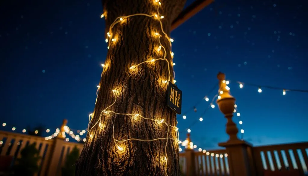 outdoor string lights installation