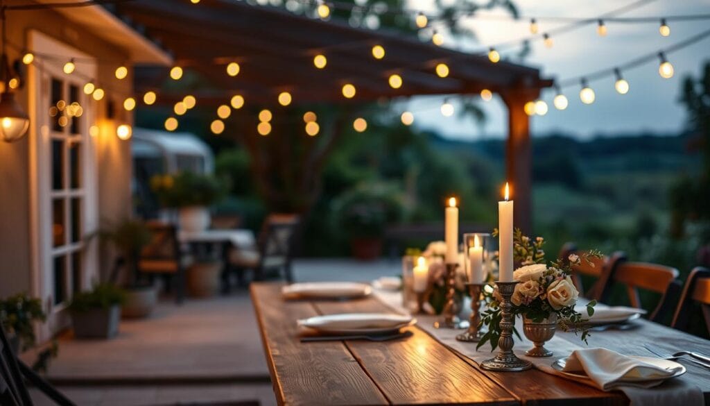 summer tablescape lighting
