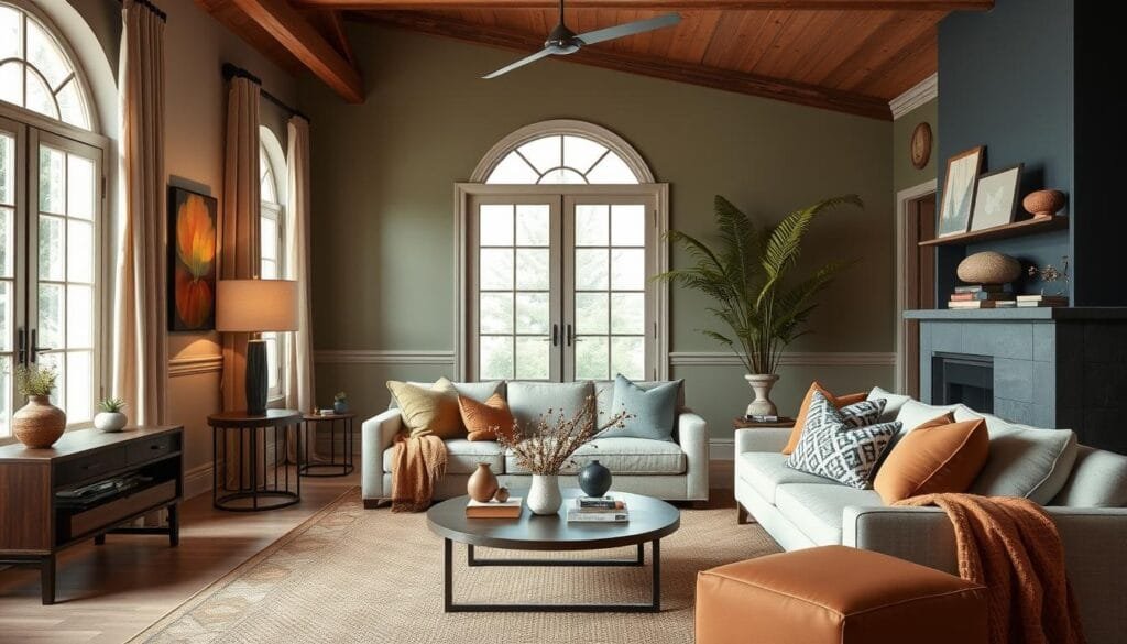 A living room showcasing the 2026 Home Interior Design Trends color palette