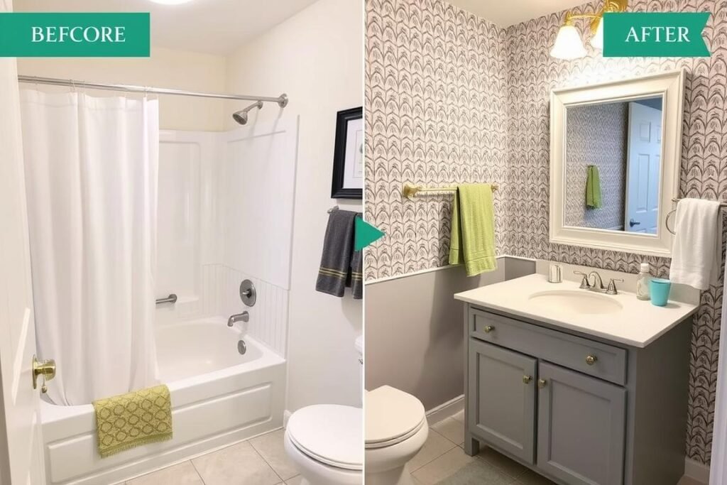 Budget bathroom update with new fixtures and accessories
