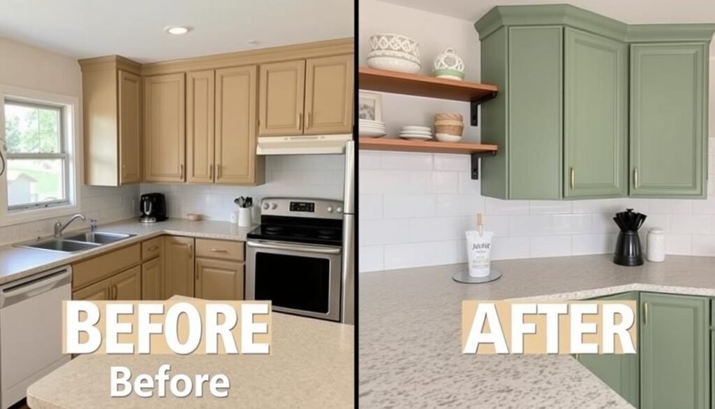 Budget-friendly kitchen update with painted cabinets and new hardware