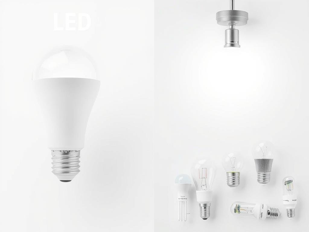 Comparison of LED lighting versus traditional lighting showing energy usage difference