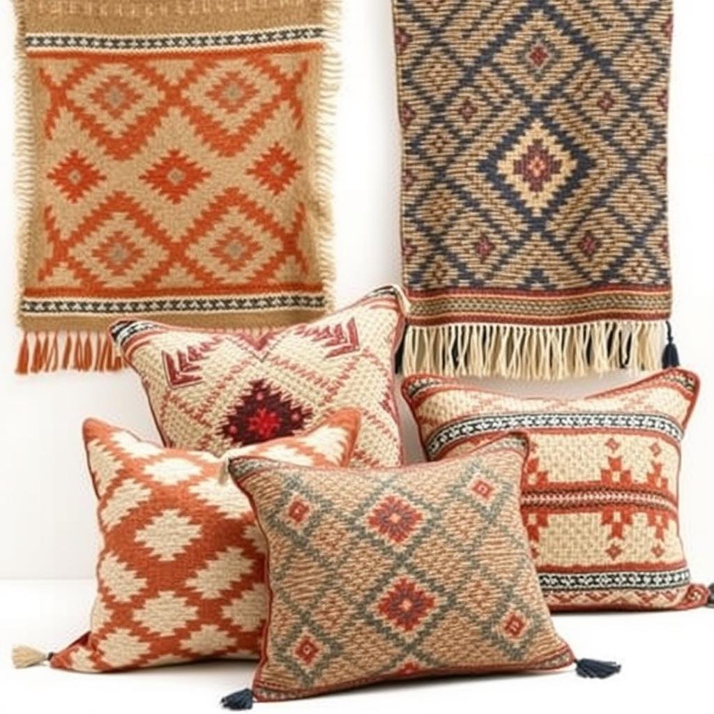 Moroccan handwoven textiles and cushions in 2026 Boho Interior Design Trends