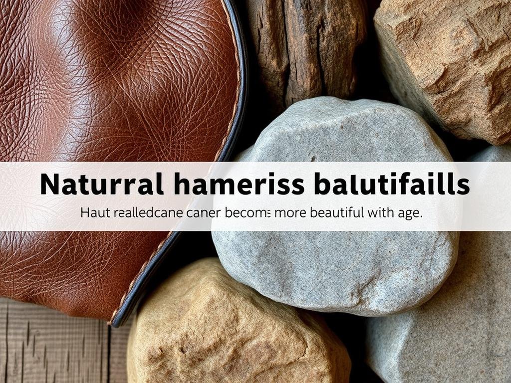 Natural materials that age beautifully over time including leather, wood, and natural stone