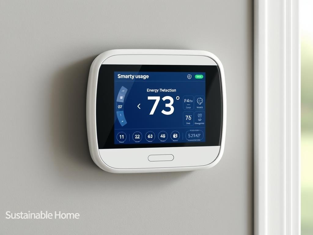 Smart thermostat showing energy usage data and programming options