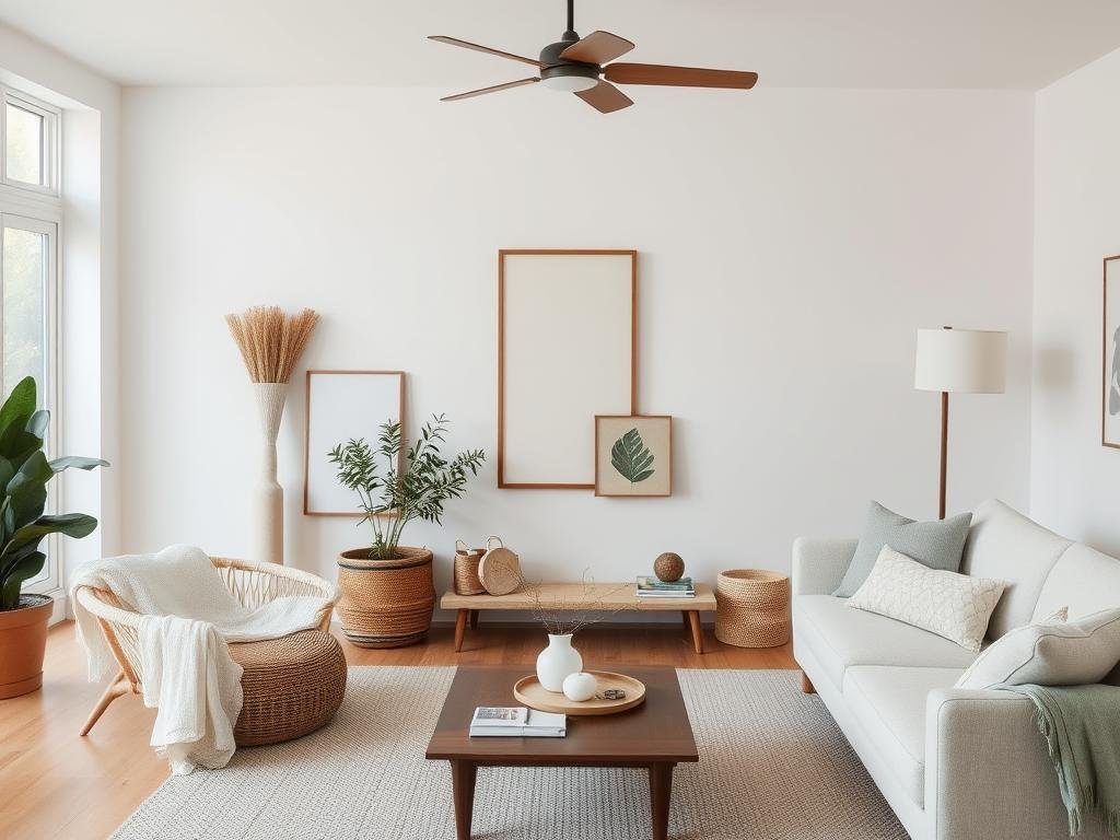 Thoughtfully curated living space with quality sustainable pieces and minimal clutter