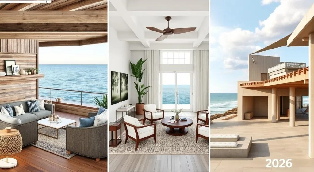 Three coastal interiors showing regional variations in coastal design from Northeast, Southern, and Pacific regions