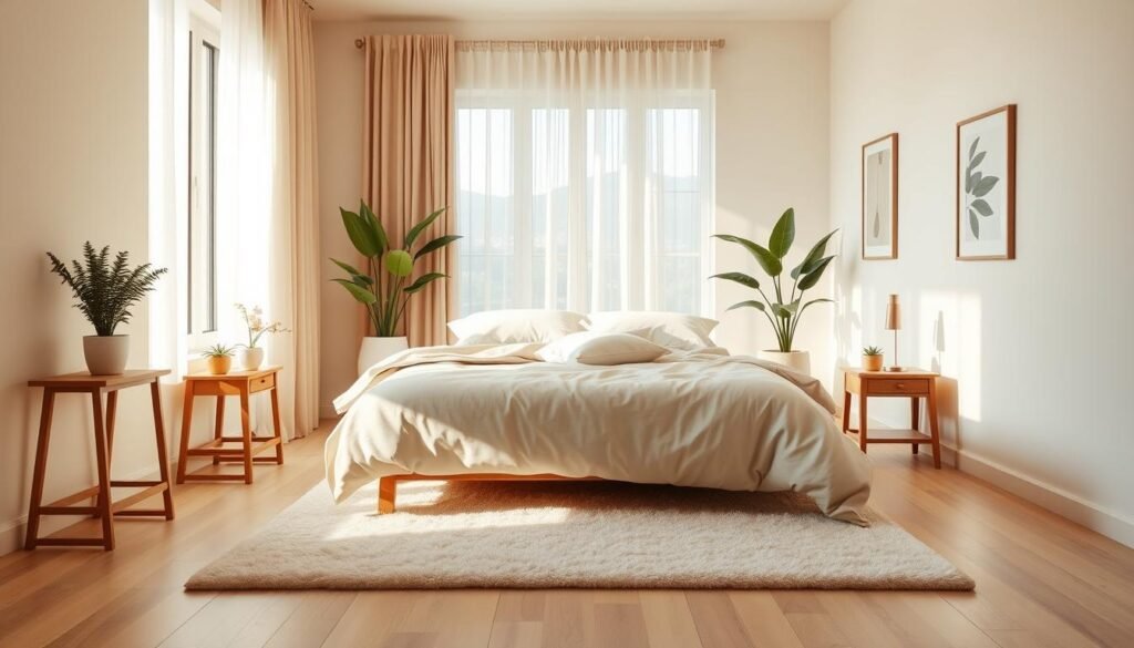 serene warm minimalist bedroom