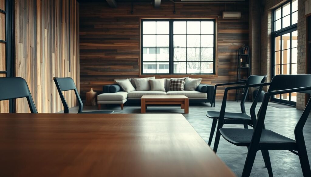 natural wood and industrial material finishes