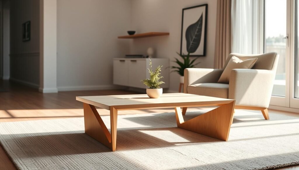 essential minimalist coffee table and accent chair