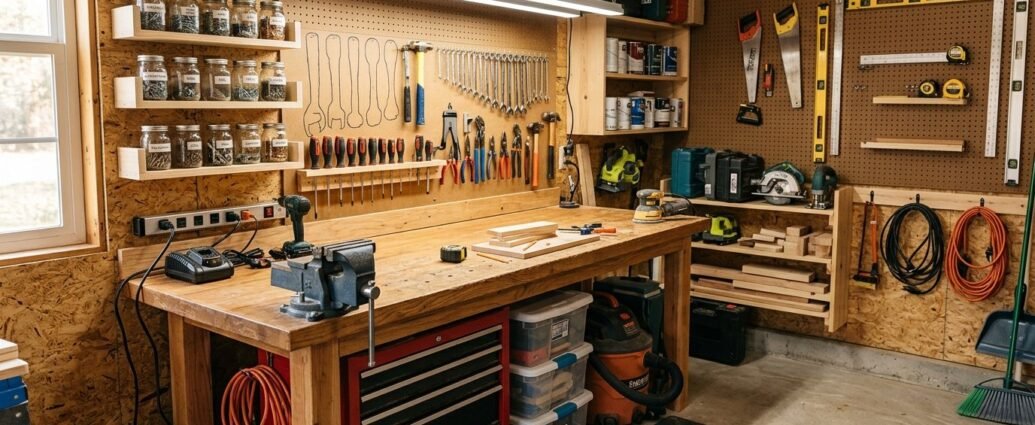 Garage Workshop Setup: Workbenches, Storage & Lighting