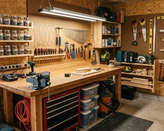 Garage Workshop Setup: Workbenches, Storage & Lighting