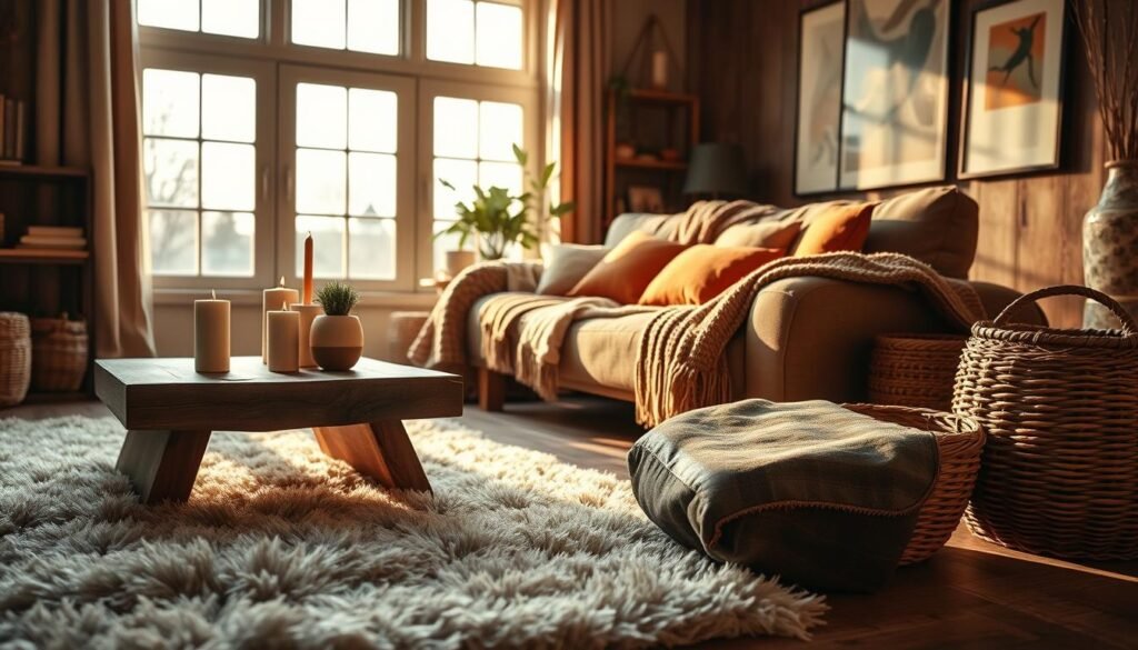 Balancing color and texture for a warm home Balancing color and texture for a warm home
